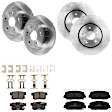 KIT-073024-166 4-Wheel Set Front and Rear Brake Disc and Pad Kit, Plain Surface 5 Lugs Front-311.91 mm/Rear-281.69 mm Ceramic, Includes (4) Brake Disc and (2) Brake Pad Set