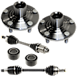 6-Piece Kit Front, Driver and Passenger Side Suspension Kit, Includes (2) Axle Assembly, (2) Wheel Bearing, and (2) Wheel Hub