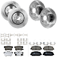 KIT-073024-171 4-Wheel Set Front and Rear Brake Disc and Pad Kit, Plain Surface 5 Lugs Front-311.91 mm/Rear-281.69 mm Ceramic, Includes (4) Disc and (2) Pad Set