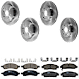 KIT-073024-1741 Front and Rear Brake Disc and Pad Kit, Plain Surface, 6 Lugs, Front-325.12 mm/Rear-330.96 mm, Front-Ceramic/Rear-Semi-Metallic