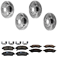 KIT-073024-1742 Front and Rear Brake Disc and Pad Kit, Plain Surface, 6 Lugs, Front-325.12 mm/Rear-330.96 mm, Front-Ceramic/Rear-Semi-Metallic