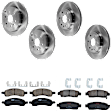 KIT-073024-1744 Front and Rear Brake Disc and Pad Kit, Plain Surface, 6 Lugs, Front-325.12 mm/Rear-330.96 mm, Front-Ceramic/Rear-Semi-Metallic