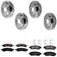 KIT-073024-1745 Front and Rear Brake Disc and Pad Kit, Plain Surface, 6 Lugs, Front-325.12 mm/Rear-330.96 mm, Front-Ceramic/Rear-Semi-Metallic