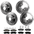 KIT-073024-1753 4-Wheel Set Front and Rear Brake Disc and Pad Kit, Cross-drilled and Slotted 6 Lugs Front-325 mm/Rear-330.96 mm Front-Ceramic/Rear-Semi-Metallic, Includes (4) Brake Disc and (2) Brake Pad Set
