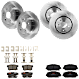 KIT-073024-175 4-Wheel Set Front and Rear Brake Disc and Pad Kit, Plain Surface 5 Lugs Front-311.91 mm/Rear-281.69 mm Ceramic, Includes (4) Disc and (2) Pad Set