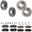 KIT-073024-1762 4-Wheel Set Front and Rear Brake Disc and Pad Kit, Plain Surface 5 Lugs Front-296.93 mm/Rear-270 mm Ceramic, Includes (2) Brake Pad Set and (4) Brake Disc
