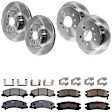 KIT-073024-1784 4-Wheel Set Front and Rear Brake Disc and Pad Kit, Plain Surface 5 Lugs Front-323.09 mm/Rear-277.88 mm Ceramic, Includes (4) Brake Disc and (2) Brake Pad Set