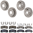 KIT-073024-1794 4-Wheel Set Front and Rear Brake Disc and Pad Kit, Cross-drilled and Slotted 5 Lugs Front-323 mm/Rear-278 mm Ceramic, Includes (2) Brake Pad Set and (4) Brake Disc
