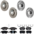 KIT-073024-1806 4-Wheel Set Front and Rear Brake Disc and Pad Kit, Plain Surface 5 Lugs Front-344.93 mm/Rear-329.95 mm Semi-metallic, Includes (4) Brake Disc and (2) Brake Pad Set