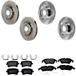 KIT-073024-1807 4-Wheel Set Front and Rear Brake Disc and Pad Kit, Plain Surface 5 Lugs Front-344.93 mm/Rear-329.95 mm Semi-metallic, Includes (2) Brake Pad Set and (4) Brake Disc