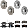 KIT-073024-1809 4-Wheel Set Front and Rear Brake Disc and Pad Kit, Plain Surface 5 Lugs Front-344.93 mm/Rear-329.95 mm Semi-metallic, Includes (2) Brake Pad Set and (4) Brake Disc