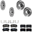 KIT-073024-1876 4-Wheel Set Front and Rear Brake Disc and Pad Kit, Plain Surface, 5 Lugs, Ceramic - Front; Semi-Metallic - Rear, 321mm Front Disc, Single Piston Front Calipers