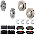 KIT-073024-1925 Front and Rear Brake Disc and Pad Kit, Plain Surface, 5 Lugs, Front-295.91 mm/Rear-314.96 mm, Front-Ceramic/Rear-Semi-Metallic