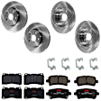 KIT-073024-1967 4-Wheel Set Front and Rear Brake Disc and Pad Kit, Plain Surface, 5 Lugs, Ceramic - Front; Semi-Metallic - Rear, 321mm Front Disc, Single Piston Front Calipers