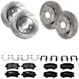 KIT-073024-1980 4-Wheel Set Front and Rear Brake Disc and Pad Kit, Cross-drilled and Slotted 5 Lugs Front-321 mm/Rear-314.96 mm Semi-metallic, Includes (4) Brake Disc and (2) Brake Pad Set