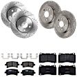 KIT-073024-1981 4-Wheel Set Front and Rear Brake Disc and Pad Kit, Cross-drilled and Slotted 5 Lugs Front-321 mm/Rear-314.96 mm Front-Ceramic/Rear-Semi-Metallic, Includes (4) Brake Disc and (2) Brake Pad Set