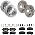 KIT-073024-1982 4-Wheel Set Front and Rear Brake Disc and Pad Kit, Cross-drilled and Slotted 5 Lugs Front-321 mm/Rear-314.96 mm Semi-metallic, Includes (4) Brake Disc and (2) Brake Pad Set