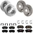 KIT-073024-1987 4-Wheel Set Front and Rear Brake Disc and Pad Kit, Cross-drilled and Slotted 5 Lugs Front-321 mm/Rear-314.96 mm Semi-metallic, Includes (4) Brake Disc and (2) Brake Pad Set