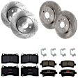 KIT-073024-1988 4-Wheel Set Front and Rear Brake Disc and Pad Kit, Cross-drilled and Slotted 5 Lugs Front-321 mm/Rear-314.96 mm Front-Ceramic/Rear-Semi-Metallic, Includes (4) Brake Disc and (2) Brake Pad Set