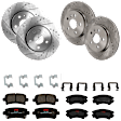 KIT-073024-1989 4-Wheel Set Front and Rear Brake Disc and Pad Kit, Cross-drilled and Slotted 5 Lugs Front-321 mm/Rear-314.96 mm Semi-metallic, Includes (4) Brake Disc and (2) Brake Pad Set