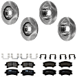 KIT-073024-2001 4-Wheel Set Front and Rear Brake Disc and Pad Kit, Plain Surface 5 Lugs Front-344.93 mm/Rear-292 mm Semi-metallic, Includes (2) Brake Pad Set and (4) Brake Disc