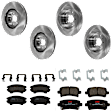 KIT-073024-2008 4-Wheel Set Front and Rear Brake Disc and Pad Kit, Plain Surface 5 Lugs Front-344.93 mm/Rear-292 mm Semi-metallic, Includes (2) Brake Pad Set and (4) Brake Disc