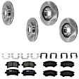 KIT-073024-2024 4-Wheel Set Front and Rear Brake Disc and Pad Kit, Plain Surface 5 Lugs Front-344.93 mm/Rear-314.96 mm Semi-metallic, Includes (4) Brake Disc and (2) Brake Pad Set
