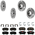 KIT-073024-2029 4-Wheel Set Front and Rear Brake Disc and Pad Kit, Plain Surface 5 Lugs Front-344.93 mm/Rear-314.96 mm Semi-metallic, Includes (4) Brake Disc and (2) Brake Pad Set
