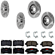 KIT-073024-2030 Front and Rear Brake Disc and Pad Kit, Plain Surface, 5 Lugs, Front-344.93 mm/Rear-314.96 mm, Front-Ceramic/Rear-Semi-Metallic