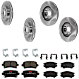 KIT-073024-2031 4-Wheel Set Front and Rear Brake Disc and Pad Kit, Plain Surface 5 Lugs Front-344.93 mm/Rear-314.96 mm Semi-metallic, Includes (4) Brake Disc and (2) Brake Pad Set