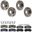 KIT-073024-2051 4-Wheel Set Front and Rear Brake Disc and Pad Kit, Plain Surface 5 Lugs Front-275.08 mm/Rear-290.07 mm Ceramic, Includes (4) Brake Disc and (2) Brake Pad Set