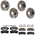 KIT-073024-2054 4-Wheel Set Front and Rear Brake Disc and Pad Kit, Plain Surface 5 Lugs Front-275.08 mm/Rear-290.07 mm Ceramic, Includes (4) Brake Disc and (2) Brake Pad Set