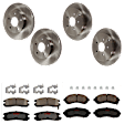 KIT-073024-2055 4-Wheel Set Front and Rear Brake Disc and Pad Kit, Plain Surface 5 Lugs Front-275.08 mm/Rear-290.07 mm Ceramic, Includes (4) Brake Disc and (2) Brake Pad Set