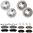 KIT-073024-2069 4-Wheel Set Front and Rear Brake Disc and Pad Kit, Plain Surface 5 Lugs Front-296.93 mm/Rear-298.96 mm Ceramic FWD, Includes (4) Brake Disc and (2) Brake Pad Set