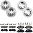 KIT-073024-2075 4-Wheel Set Front and Rear Brake Disc and Pad Kit, Plain Surface 6 Lugs Front-296.93 mm/Rear-299.97 mm Ceramic, Includes (4) Brake Disc and (2) Brake Pad Set
