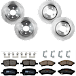 KIT-073024-2076 4-Wheel Set Front and Rear Brake Disc and Pad Kit, Plain Surface 6 Lugs Front-296.93 mm/Rear-299.97 mm Ceramic, Includes (4) Brake Disc and (2) Brake Pad Set