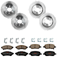 KIT-073024-2079 4-Wheel Set Front and Rear Brake Disc and Pad Kit, Plain Surface 6 Lugs Front-296.93 mm/Rear-299.97 mm Ceramic, Includes (4) Brake Disc and (2) Brake Pad Set