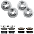 KIT-073024-2087 Front and Rear Brake Disc and Pad Kit, Plain Surface, 5 Lugs, Front-299.97 mm/Rear-292 mm, Front-Semi-Metallic/Rear-Ceramic