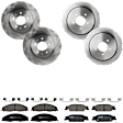 KIT-073024-2293 4-Wheel Set Front and Rear Brake Disc and Pad Kit, Plain Surface 5 Lugs Front-303.02 mm/Rear-297.94 mm Ceramic, Includes (4) Brake Disc and (2) Brake Pad Set