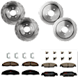 KIT-073024-2297 4-Wheel Set Front and Rear Brake Disc and Pad Kit, Plain Surface 5 Lugs Front-303.02 mm/Rear-297.94 mm Ceramic, Includes (4) Brake Disc and (2) Brake Pad Set
