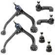 6-Piece Kit Front, Driver and Passenger Side Suspension Kit, Includes (2) Ball Joint, (2) Control Arm, and (2) Tie Rod End