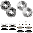 KIT-073024-2305 4-Wheel Set Front and Rear Brake Disc and Pad Kit, Plain Surface 5 Lugs Front-303.02 mm/Rear-297.94 mm Ceramic, Includes (4) Brake Disc and (2) Brake Pad Set
