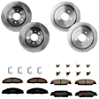 KIT-073024-2306 4-Wheel Set Front and Rear Brake Disc and Pad Kit, Plain Surface 5 Lugs Front-303.02 mm/Rear-297.94 mm Ceramic, Includes (4) Brake Disc and (2) Brake Pad Set