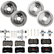 KIT-073024-2351 4-Wheel Set Front and Rear Brake Disc and Pad Kit, Plain Surface 5 Lugs Front-303.02 mm/Rear-297.94 mm Ceramic, Includes (4) Brake Disc and (2) Brake Pad Set
