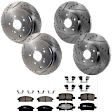 KIT-073024-250 4-Wheel Set Front and Rear Brake Disc and Pad Kit, Cross-drilled and Slotted 5 Lugs Front-299.97 mm/Rear-312.93 mm Ceramic, Includes (4) Brake Disc and (2) Brake Pad Set
