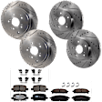 KIT-073024-251 4-Wheel Set Front and Rear Brake Disc and Pad Kit, Cross-drilled and Slotted 5 Lugs Front-299.97 mm/Rear-312.93 mm Ceramic, Includes (4) Brake Disc and (2) Brake Pad Set