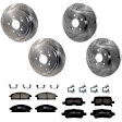 KIT-073024-253 4-Wheel Set Front and Rear Brake Disc and Pad Kit, Cross-drilled and Slotted 5 Lugs Front-299.97 mm/Rear-312.93 mm Ceramic, Includes (4) Brake Disc and (2) Brake Pad Set