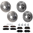 KIT-073024-254 4-Wheel Set Front and Rear Brake Disc and Pad Kit, Cross-drilled and Slotted 5 Lugs Front-299.97 mm/Rear-312.93 mm Ceramic, Includes (4) Brake Disc and (2) Brake Pad Set