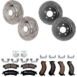 KIT-073024-2578 4-Wheel Set Front and Rear Brake Disc and Pad Kit, Cross-drilled and Slotted 5 Lugs Front-323 mm/Rear-292 mm Ceramic, Includes (2) Brake Pad Set and (4) Brake Disc