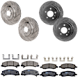 KIT-073024-2583 4-Wheel Set Front and Rear Brake Disc and Pad Kit, Cross-drilled and Slotted 5 Lugs Front-323 mm/Rear-292 mm Ceramic, Includes (2) Brake Pad Set and (4) Brake Disc